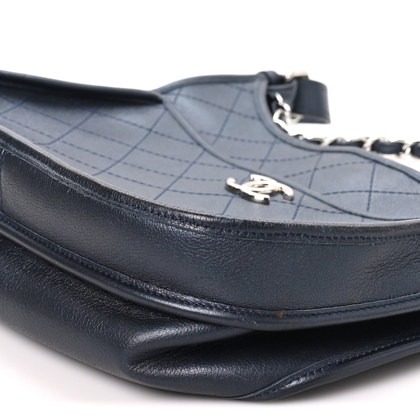 Calfskin Quilted Large Jungle Stroll Hobo Bag Navy