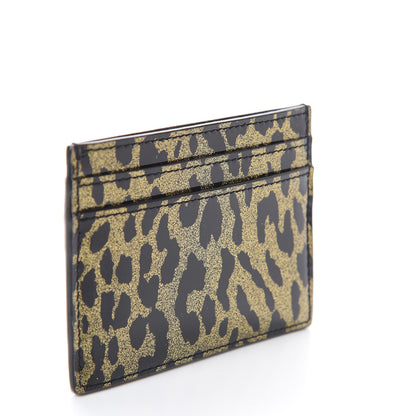 Saint Laurent Patent Glitter Leopard Monogram Credit Card Case Black Multi 2 of 5