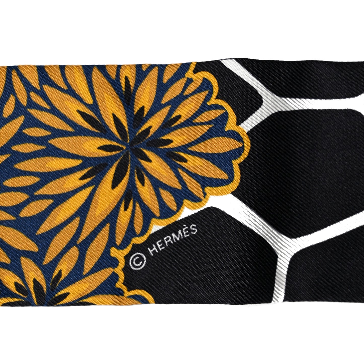 Silk Three Graces Twilly Black Gold Taupe