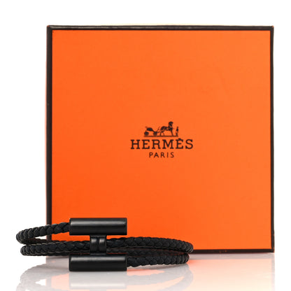 Hermes Swift Double Wrap Cord Tournis Tresse Bracelet T4 Black 5 of 5