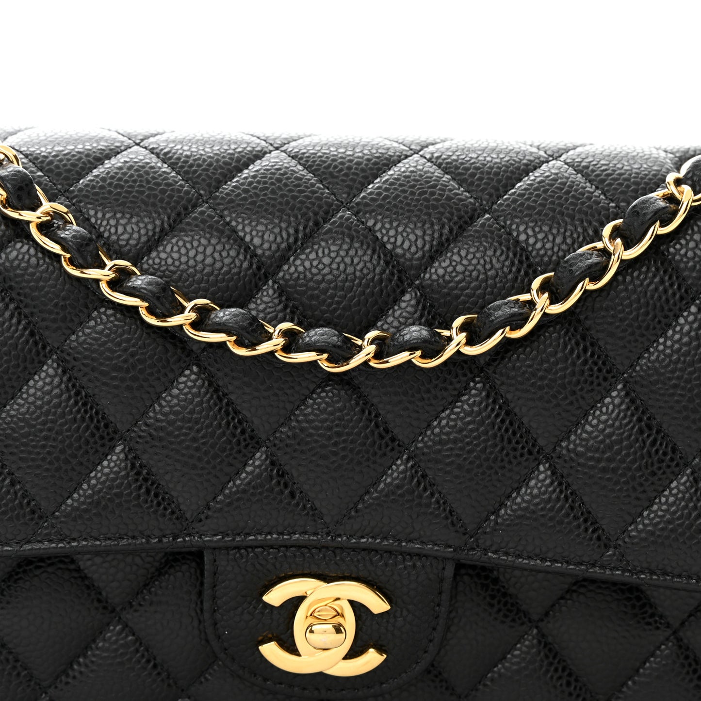 Caviar Quilted Medium Double Flap Black