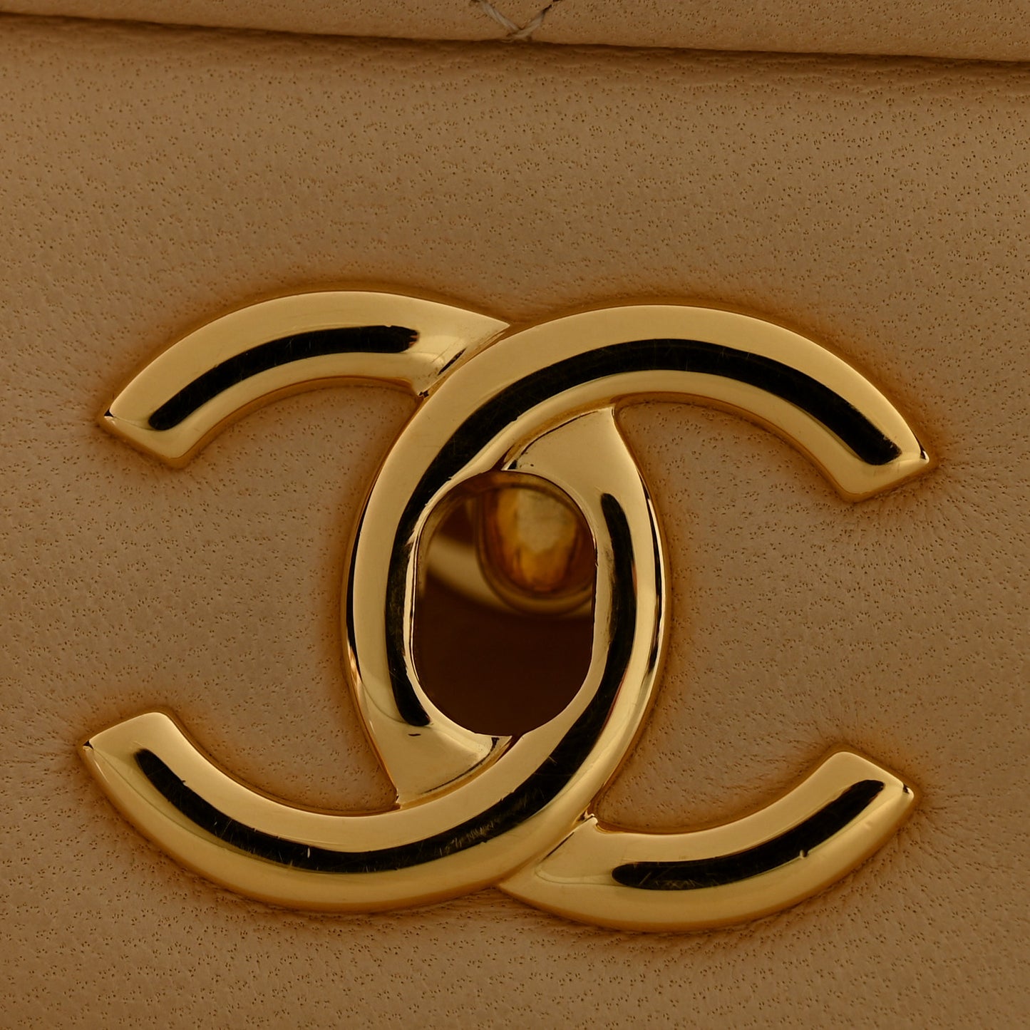 Lambskin Quilted Jumbo Double Flap Light Beige