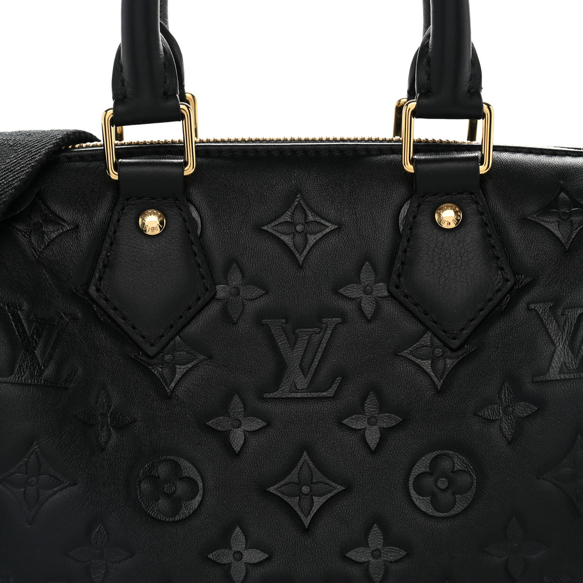 Lambskin Embossed Monogram Speedy 22 Bandouliere Black