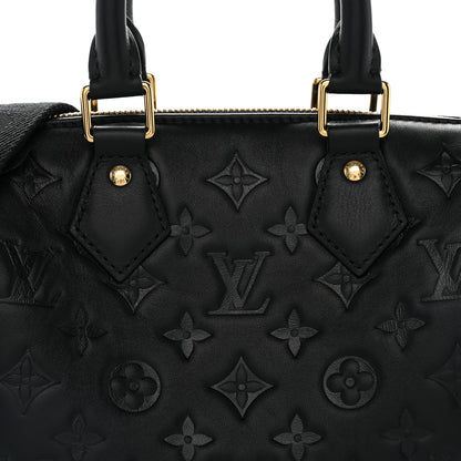 Louis Vuitton Lambskin Embossed Monogram Speedy 22 Bandouliere Black 7 of 9