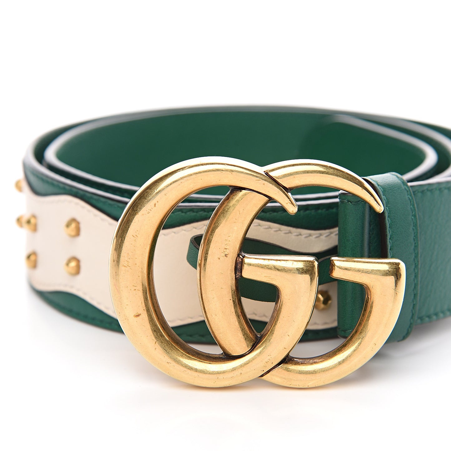 Calfskin Studded Marmont Belt 85 34 Emerald White