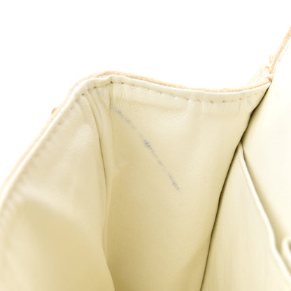 Chanel Canvas Quilted Pearl Trim Medium Flap Beige 13 of 16