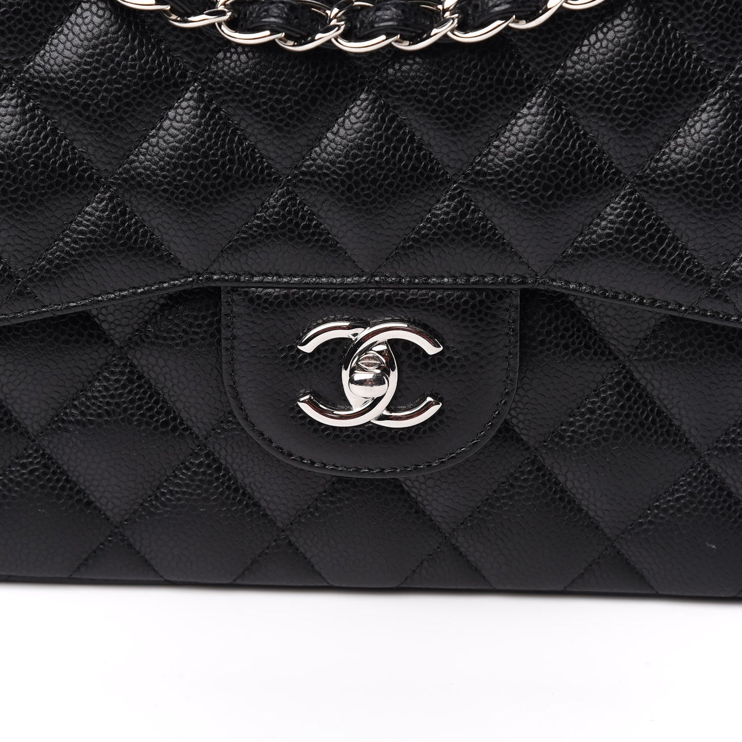 Caviar Quilted Jumbo Double Flap Black
