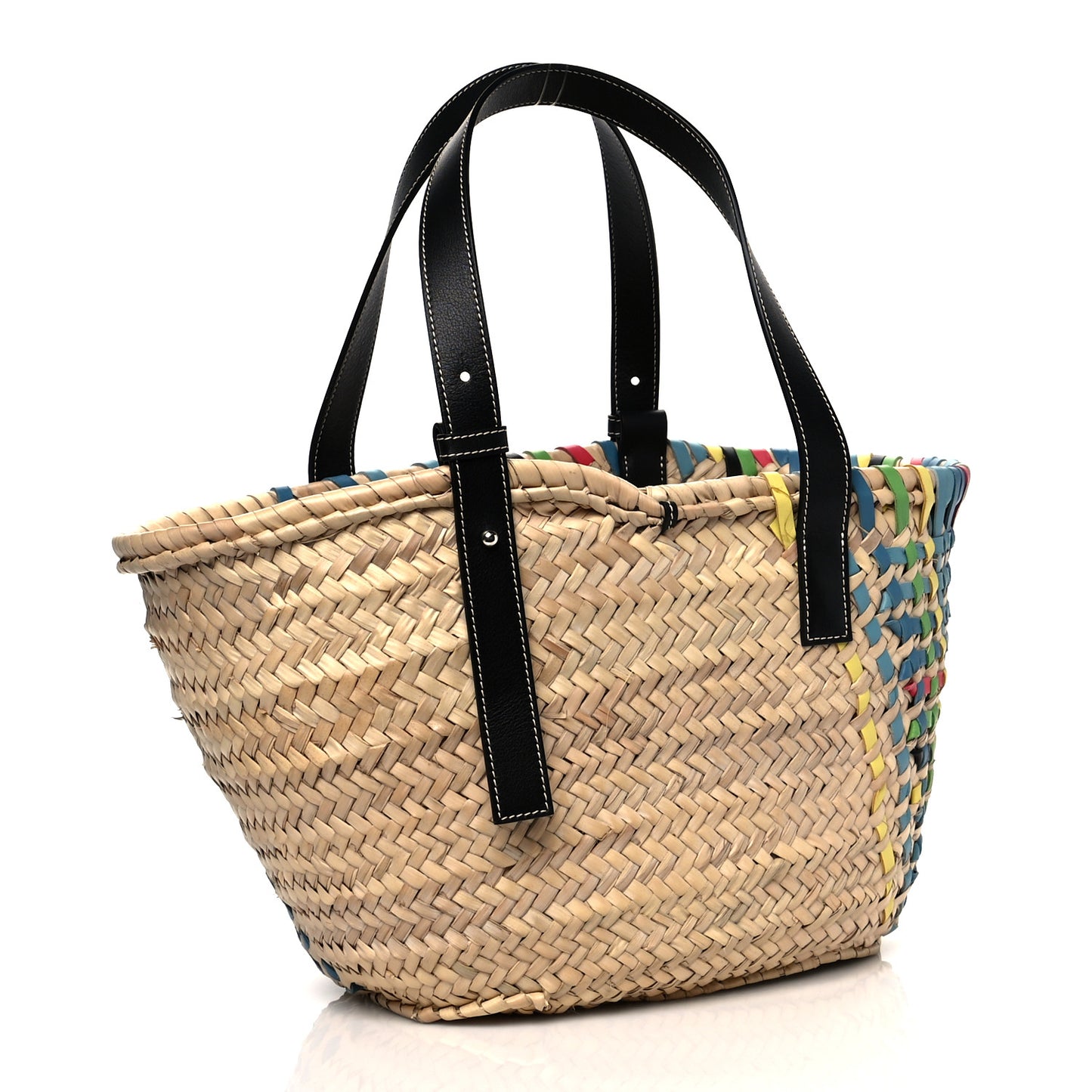 Raffia Basket Tote Bag Natural Multicolor