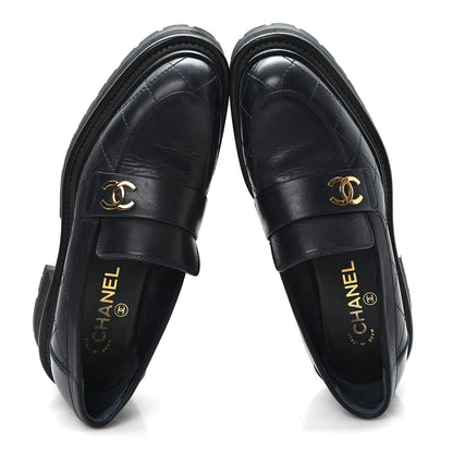 Chanel Calfskin Quilted CC Mocassin Loafers 38 Black 2 of 9