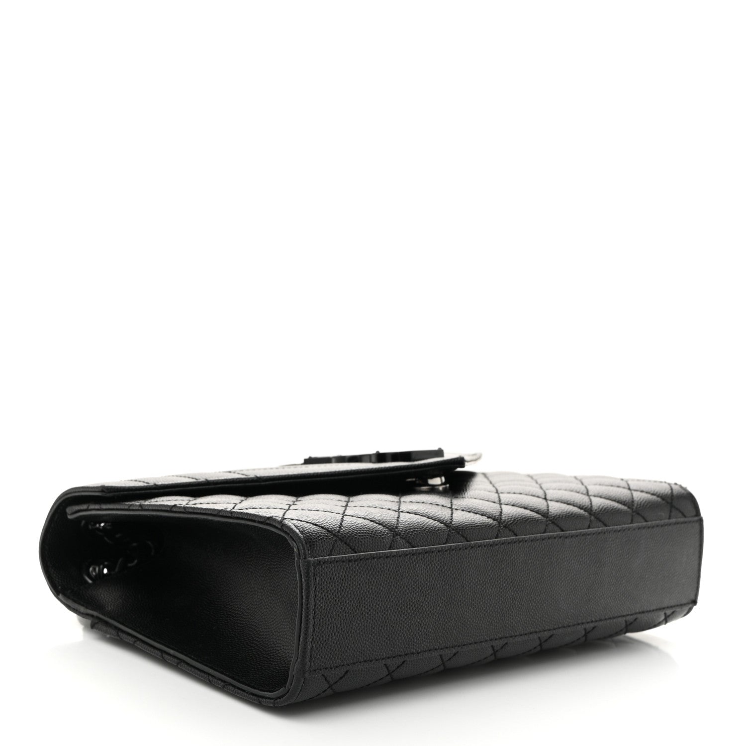 Saint Laurent Grain De Poudre Textured Mixed Matelasse Triquilt Medium Monogram Monochrome Satchel Black 4 of 12