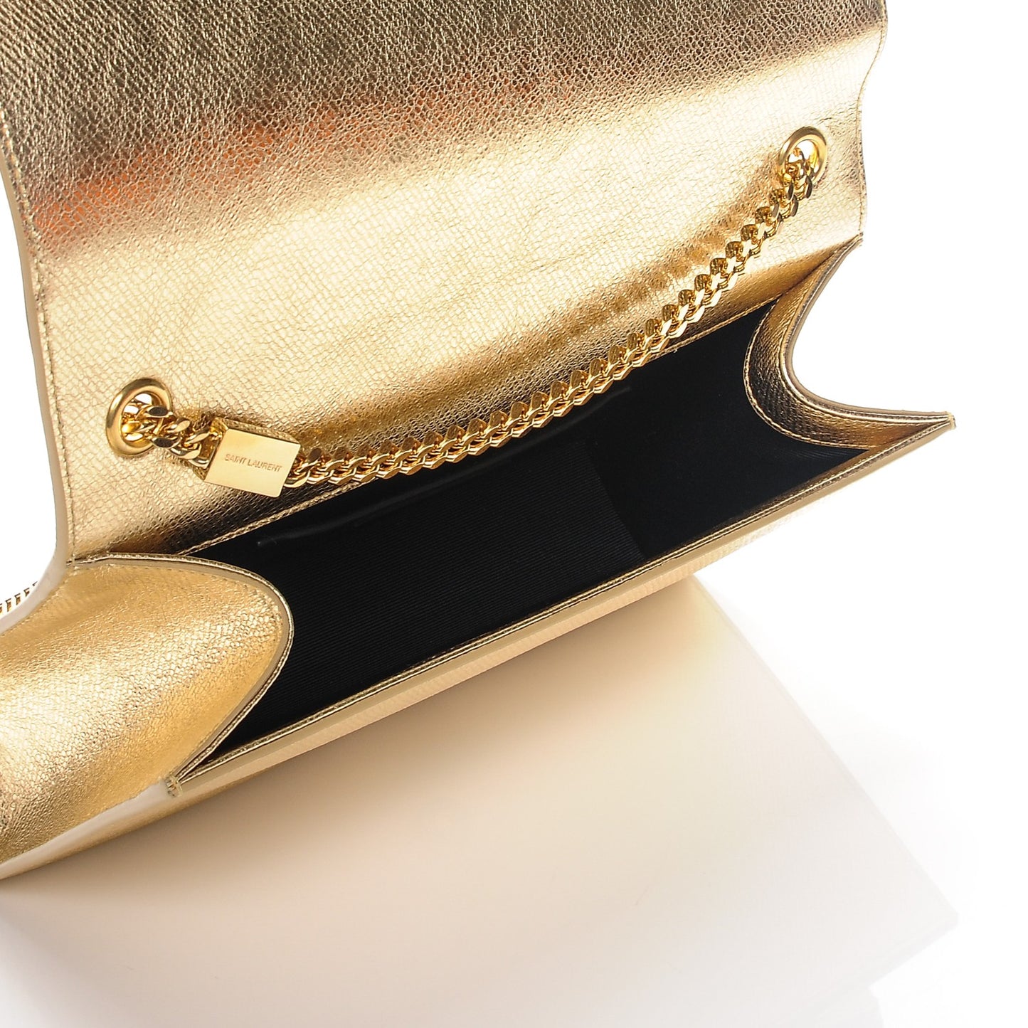 Metallic Calfskin Medium Classic Monogram Kate Tassel Satchel Gold