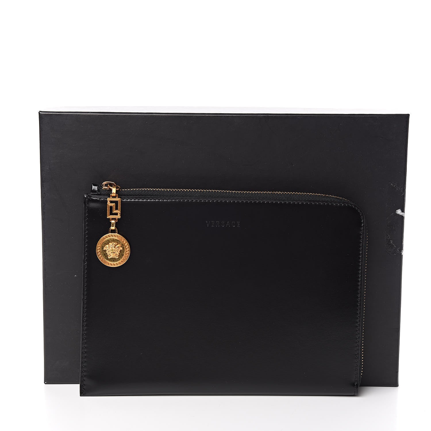 Versace Vitello Zip Pouch Black 7 of 7