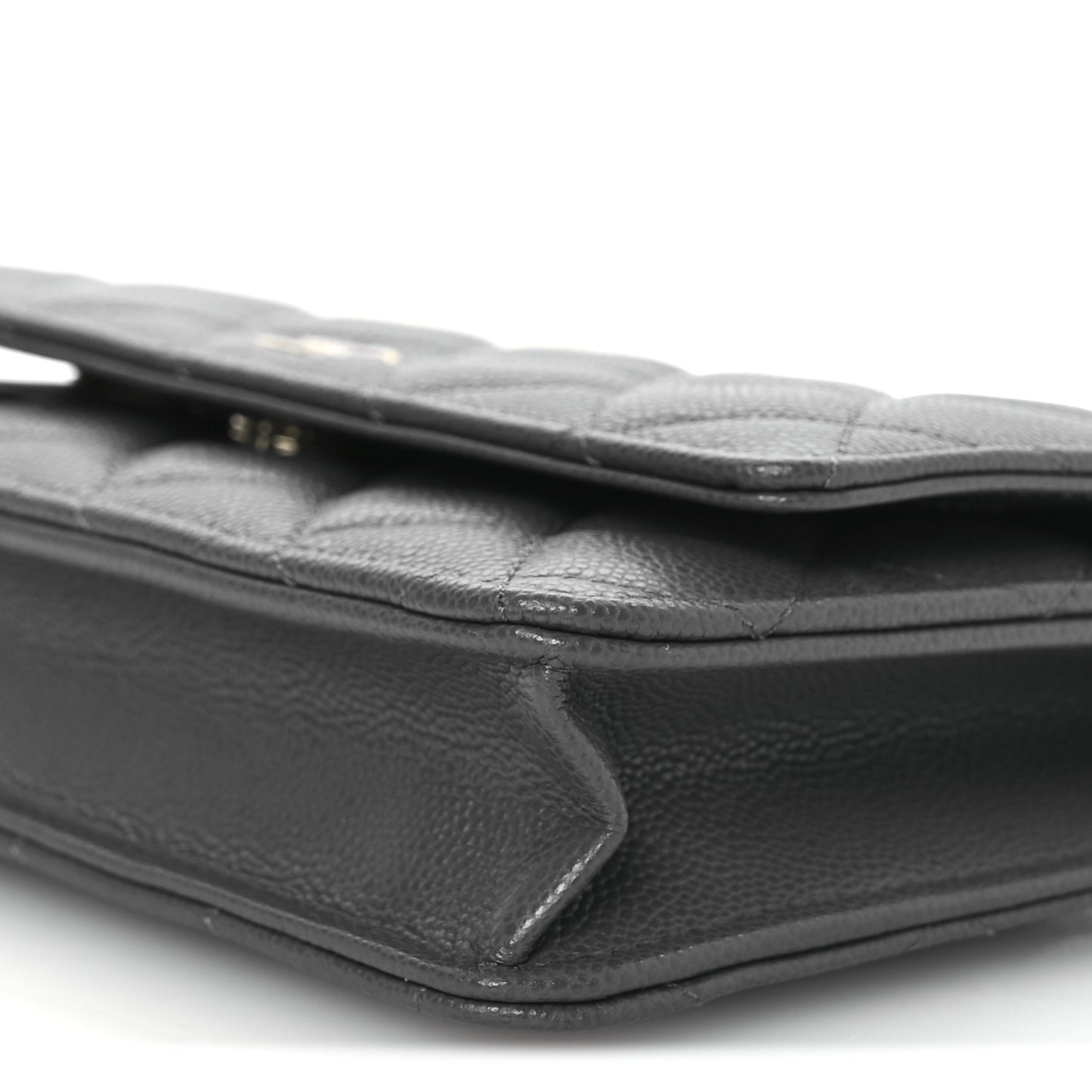 Caviar Quilted Wallet on Chain WOC Grey