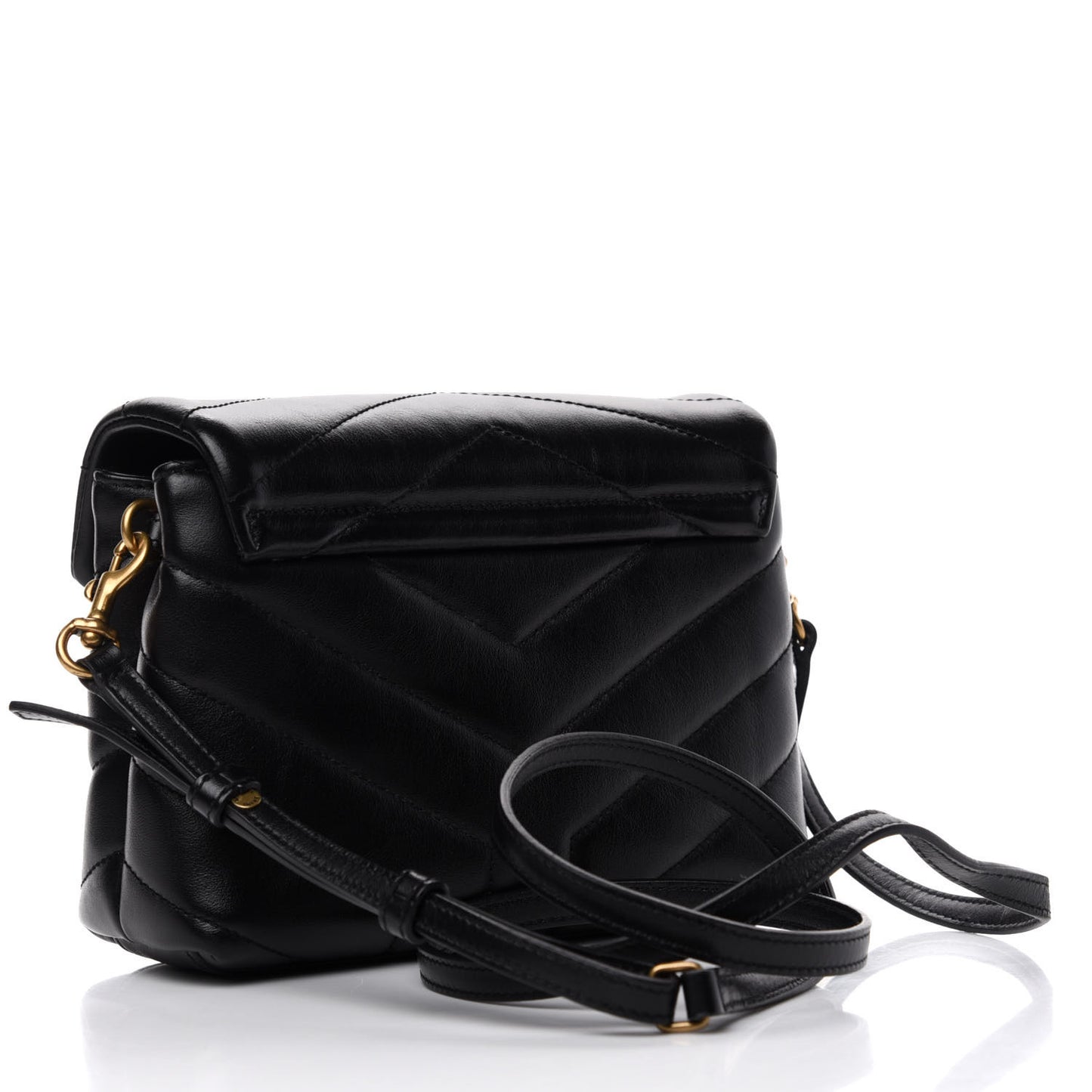 Calfskin Y Quilted Monogram Toy Loulou Crossbody Bag Black