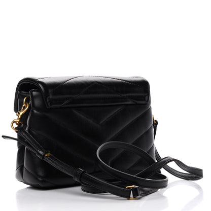 Saint Laurent Calfskin Y Quilted Monogram Toy Loulou Crossbody Bag Black 3 of 8