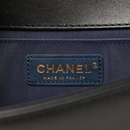 Chanel Lambskin Quilted Medium Boy Flap Black Blue 7 of 10