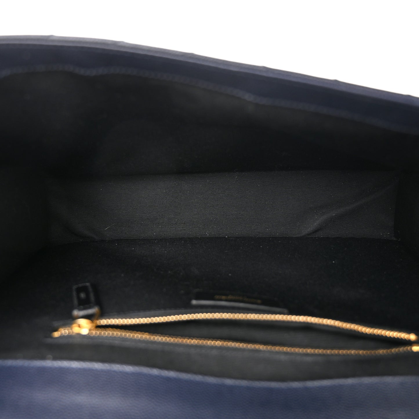 Grain De Poudre Matelasse Chevron Large Monogram Satchel Navy Blue