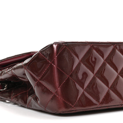 Chanel Striated Patent Quilted Jumbo Double Flap Burgundy 8 of 9