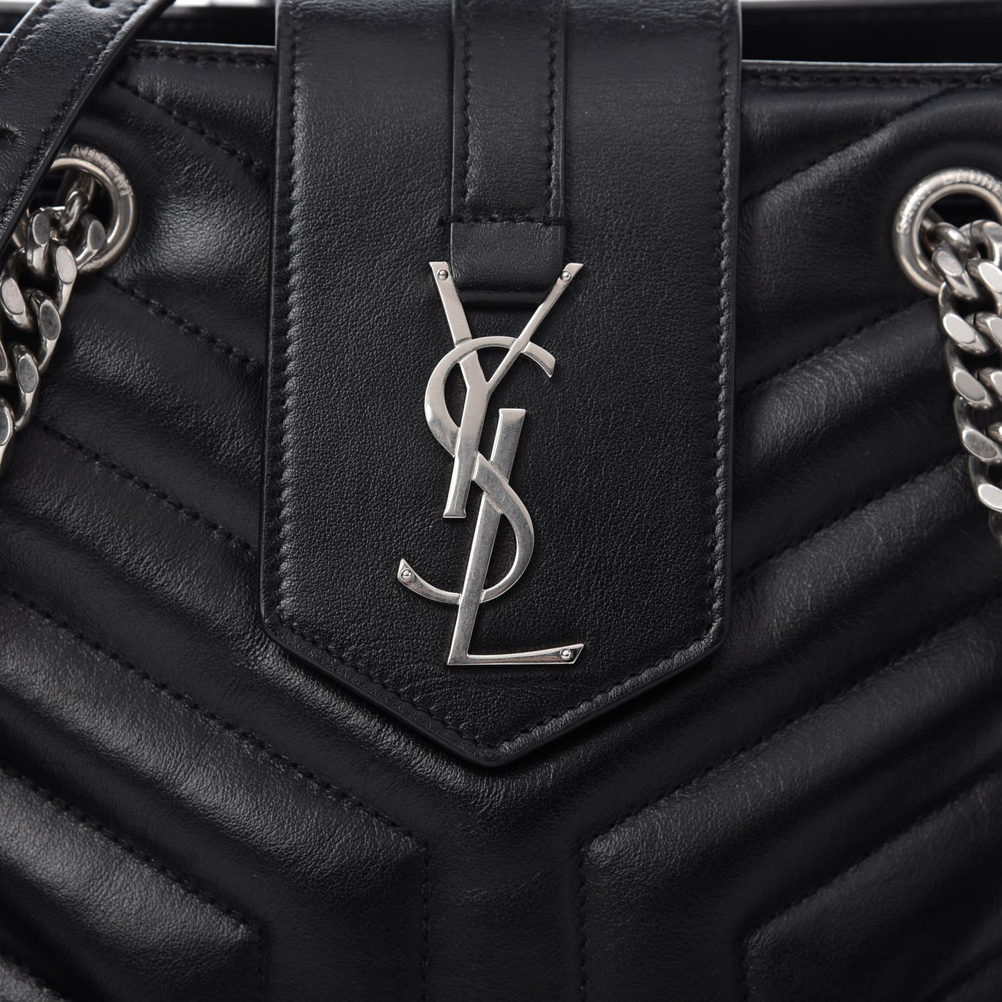 Calfskin Y Quilted Monogram Small Loulou Shopper Black