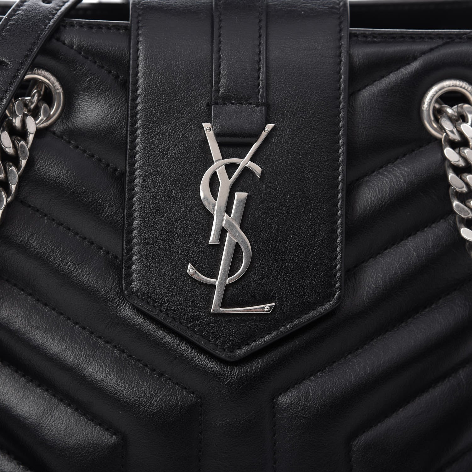 Saint Laurent Calfskin Y Quilted Monogram Small Loulou Shopper Black 10 of 10