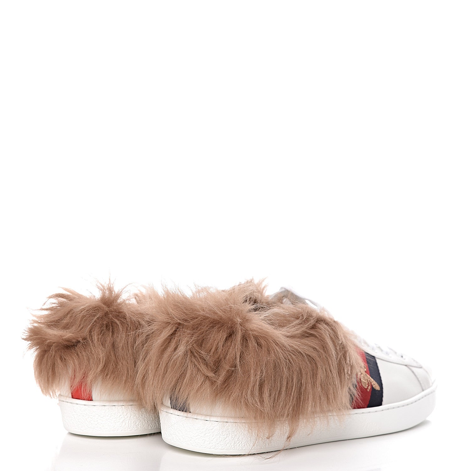 Gucci Calfskin Wool Web Bee Embroidered Mens Ace Sneakers 14 White 4 of 9