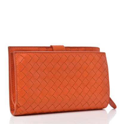 Bottega Veneta Nappa Intrecciato Continental Snap Wallet Tangerine 3 of 7