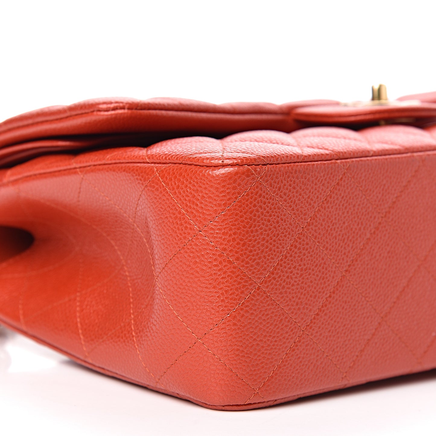 Pearly Caviar Quilted Jumbo Double Flap Orange