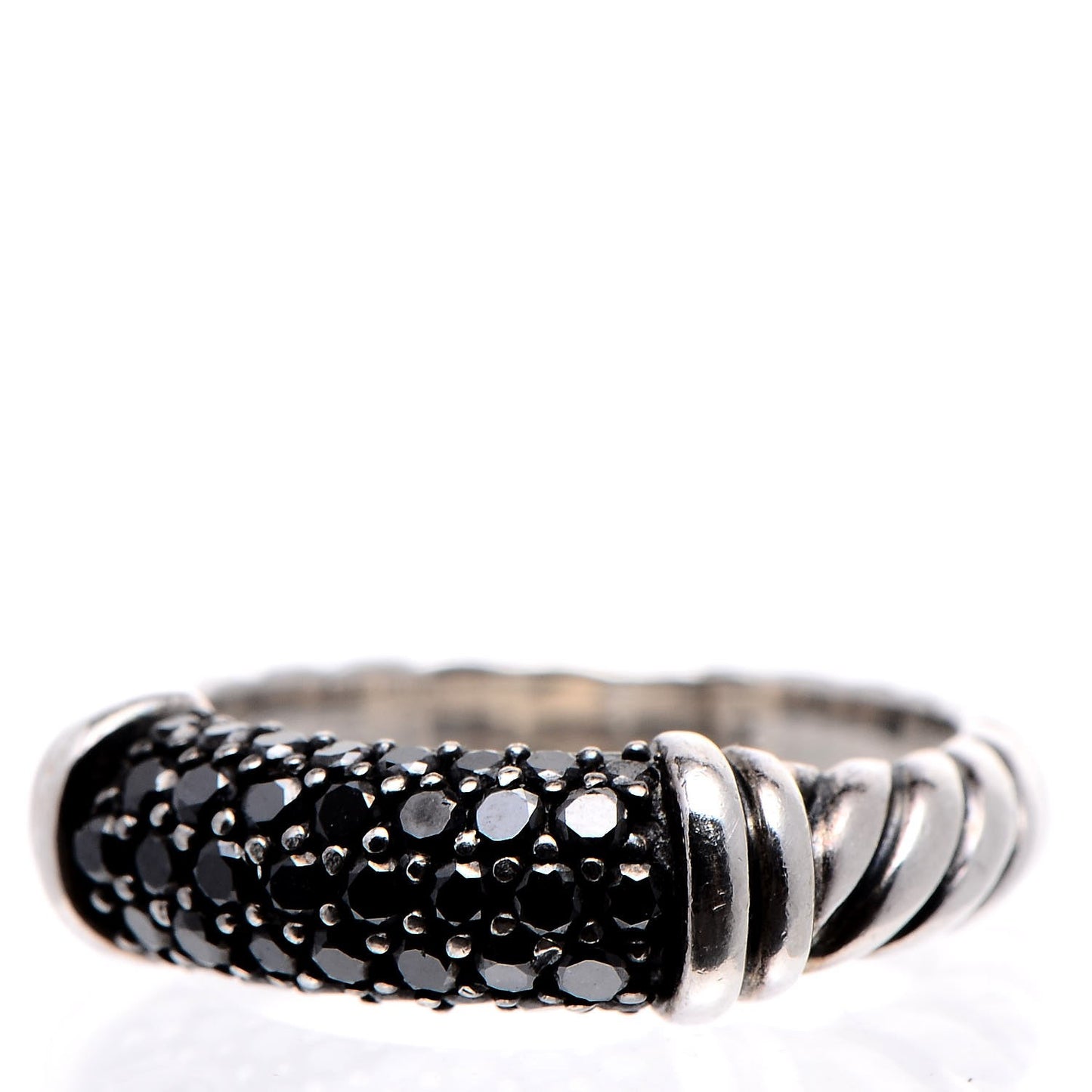 Sterling Silver Black Diamond Cable Candy Ring 49.3 5