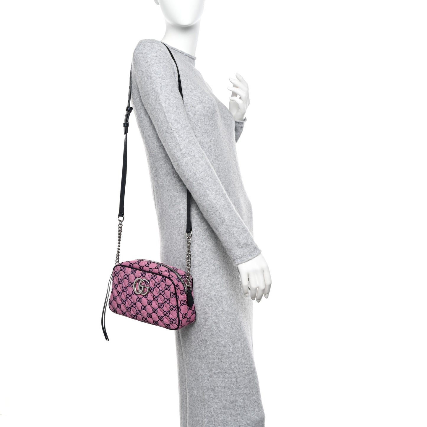 Monogram Multicolor Matelasse Diagonal Small GG Marmont Chain Shoulder Bag Pink Blue