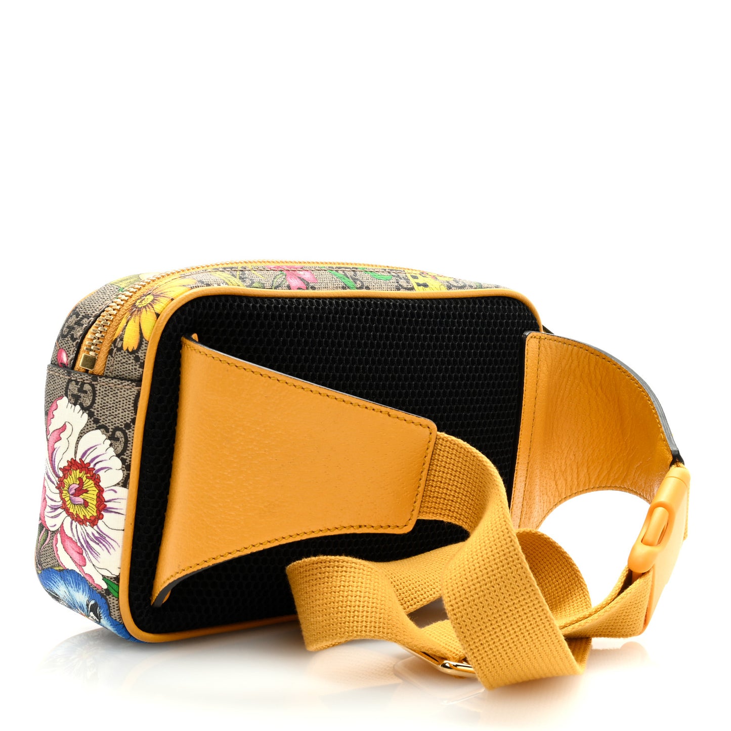 GG Supreme Monogram Flora Medium Ophidia Belt Bag Beige Multicolor Crop