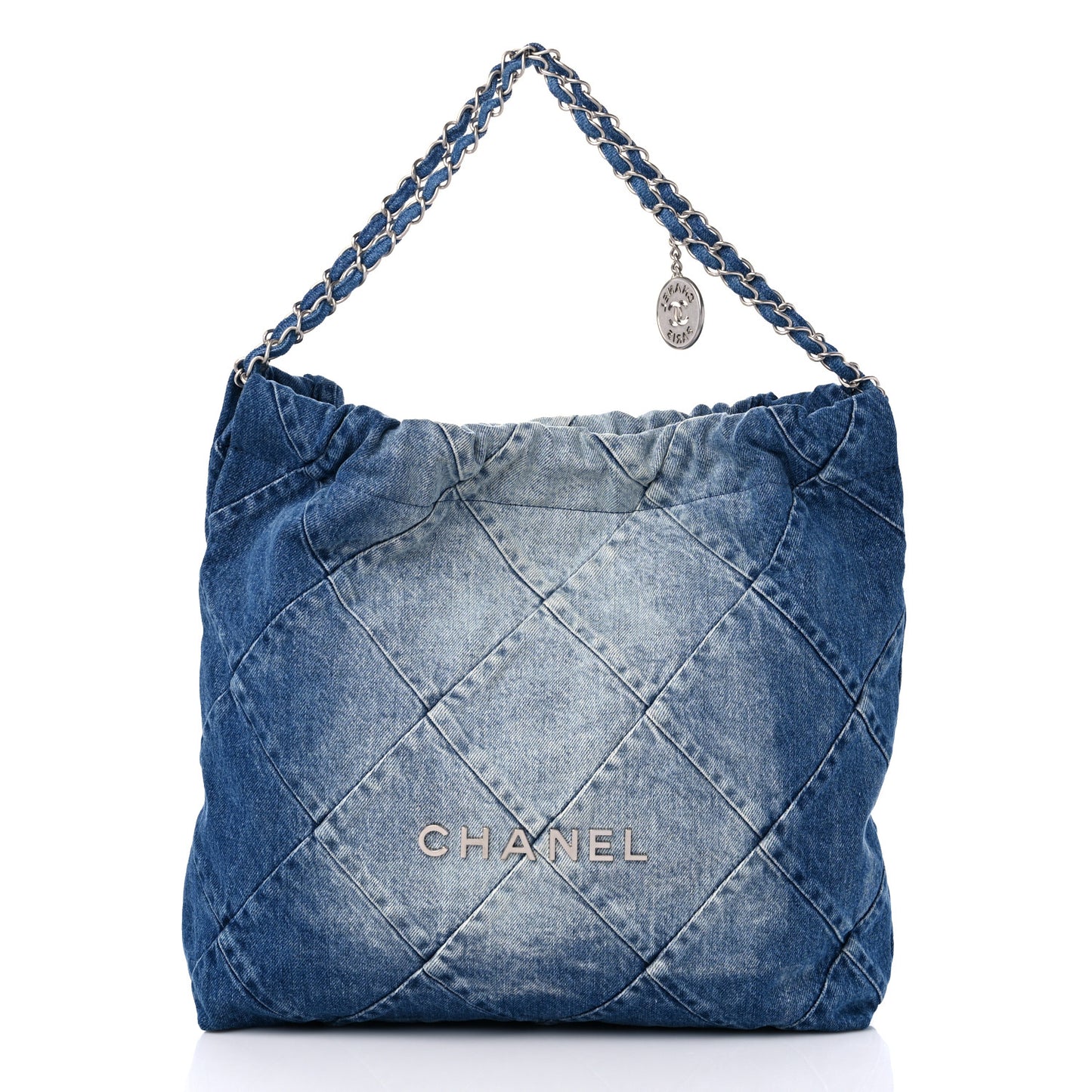 Denim Quilted Chanel 22 Blue