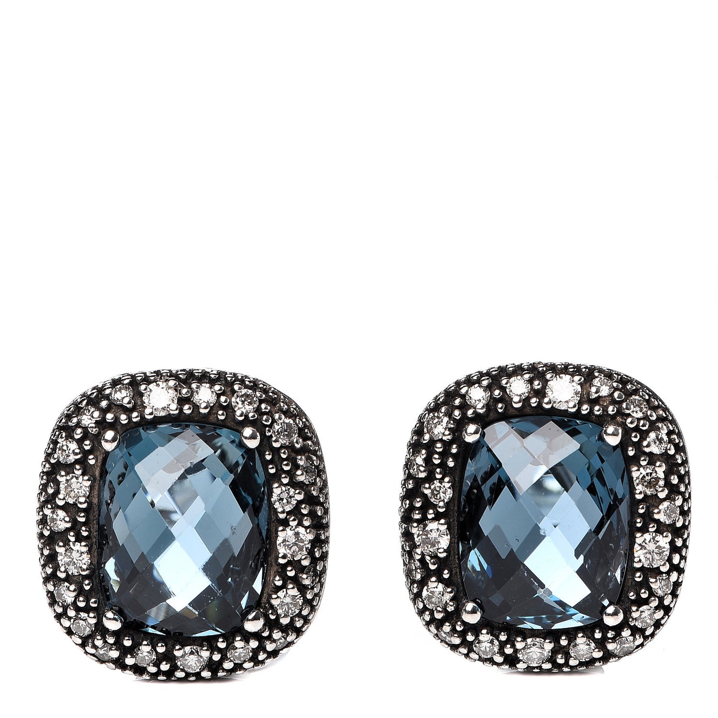 Sterling Silver Hampton Blue Topaz Diamond Midnight Melange Earrings