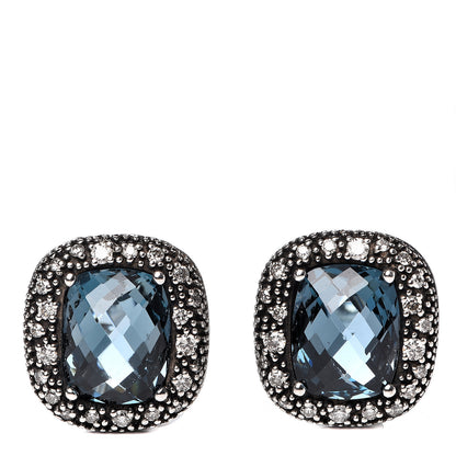 David Yurman Sterling Silver Hampton Blue Topaz Diamond Midnight Melange Earrings 1 of 4