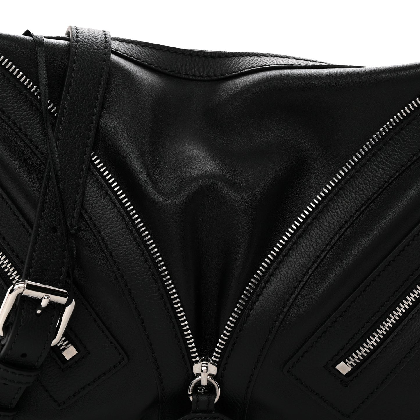 Calfskin Small Repeat Zip Hobo Black