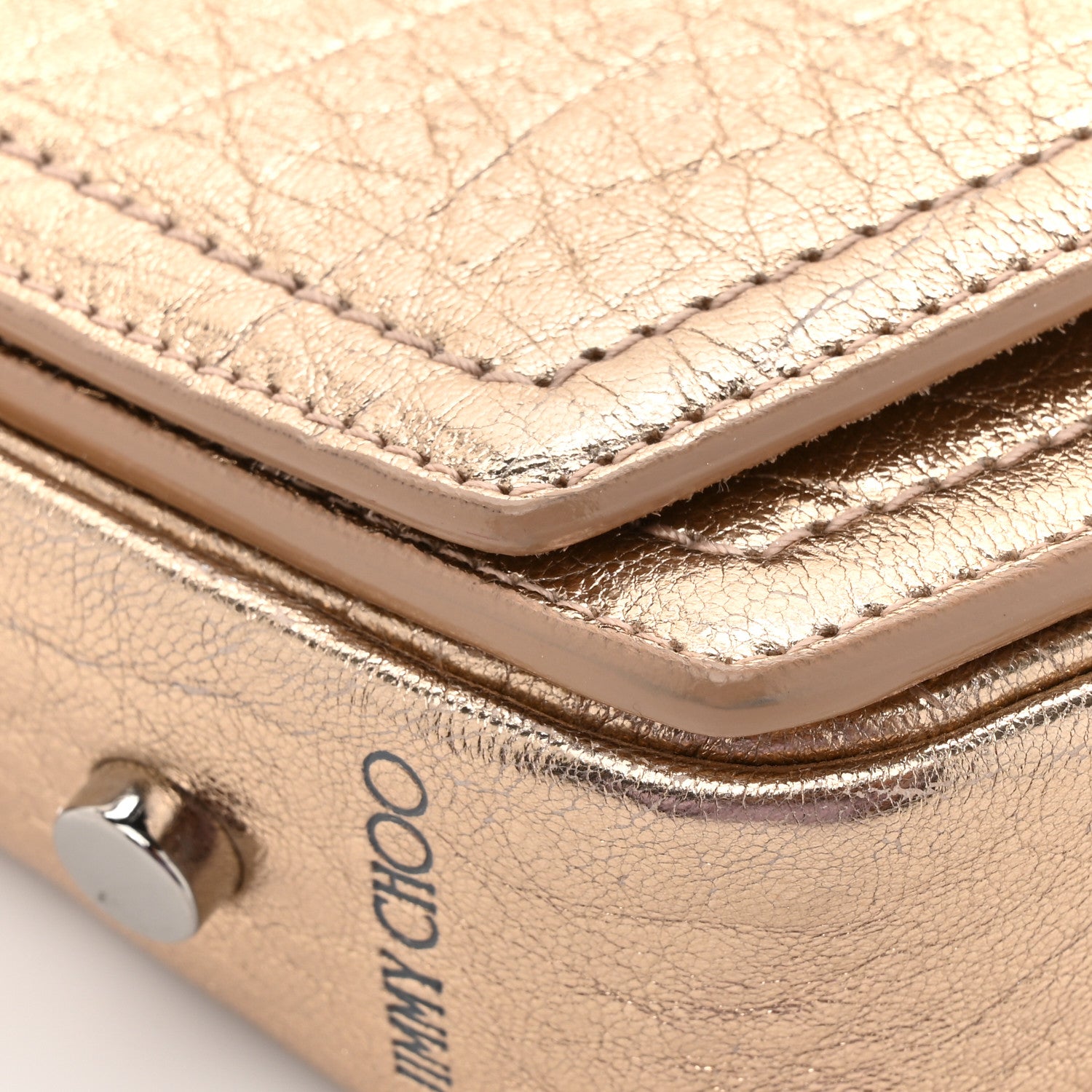 Jimmy Choo Metallic Grained Calfskin Arrow Crossbody Bag Light Gold 10 of 13