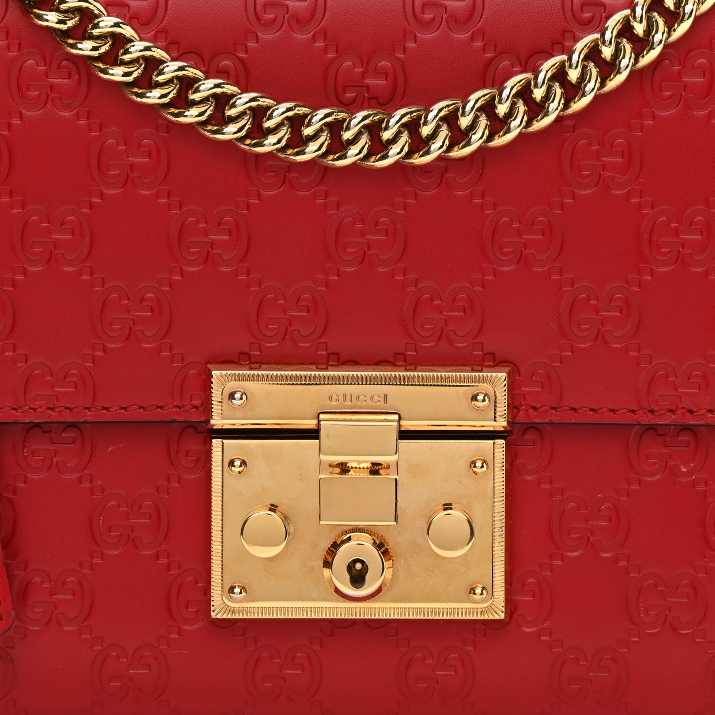 Guccissima Medium Padlock Shoulder Bag Hibiscus Red
