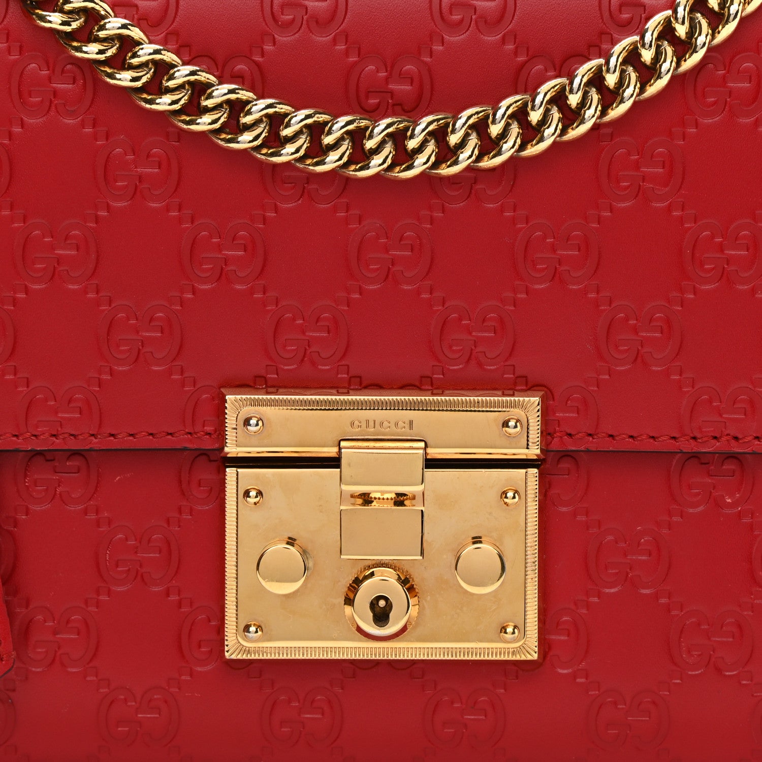 Gucci Guccissima Medium Padlock Shoulder Bag Hibiscus Red 8 of 12
