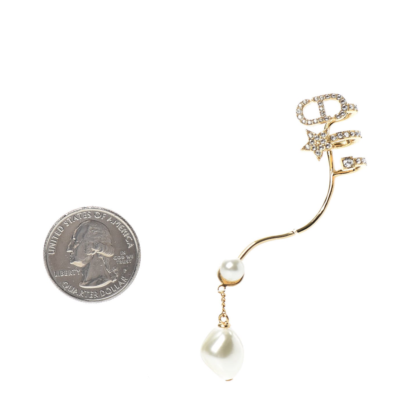 Pearl Crystal CD Earring Gold