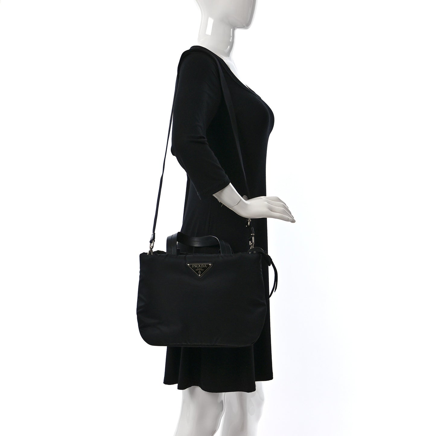 Tessuto Nylon Soft Padded Small Shopping Tote Black