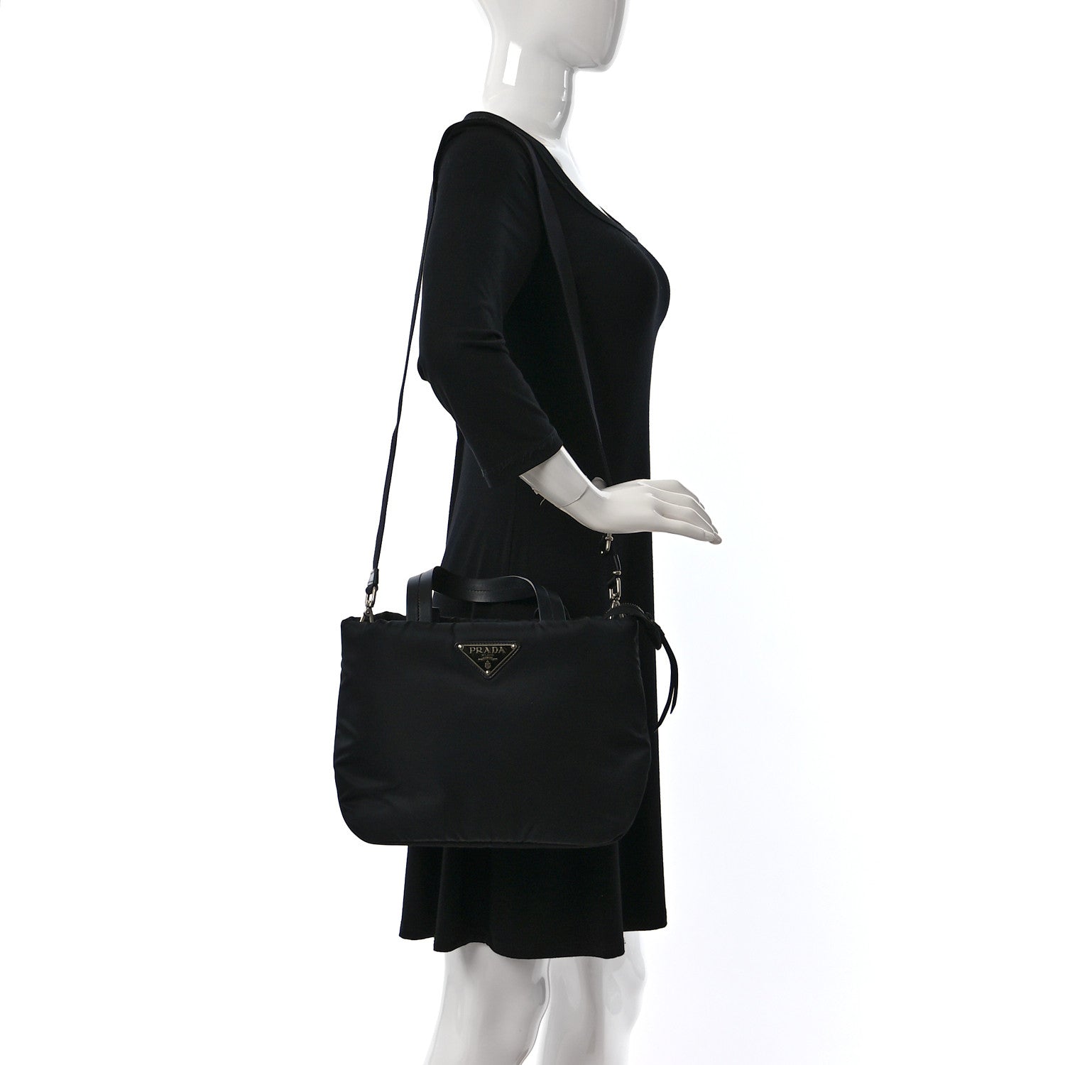 Prada Tessuto Nylon Soft Padded Small Shopping Tote Black 2 of 8