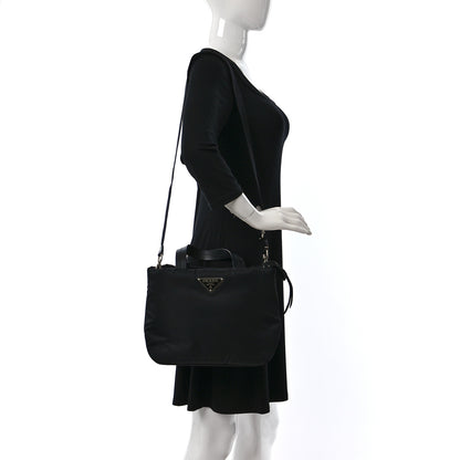 Prada Tessuto Nylon Soft Padded Small Shopping Tote Black 2 of 8