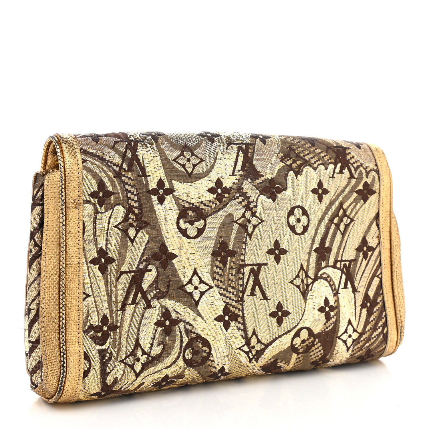 Louis Vuitton Monogram Brocade Thalie Clutch Gold 5 of 22