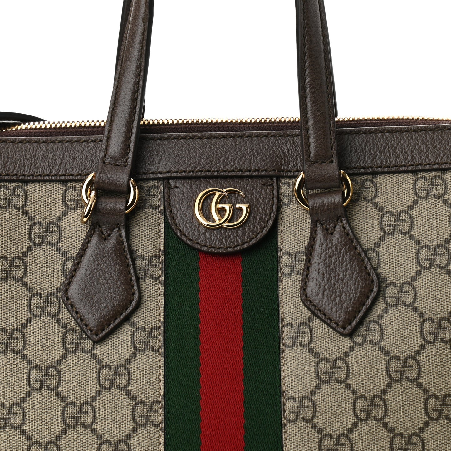 GG Supreme Monogram Web Medium Ophidia Tote Bag Brown