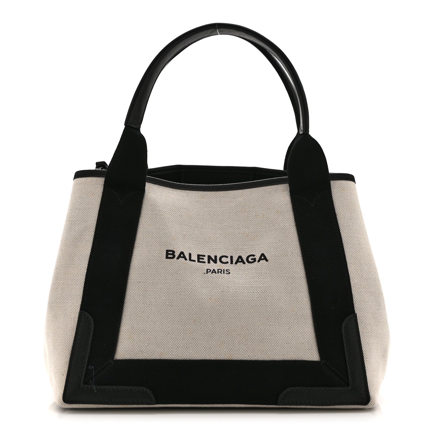 Balenciaga Cotton Canvas Satin Calfskin S Navy Cabas Natural Black 1 of 11