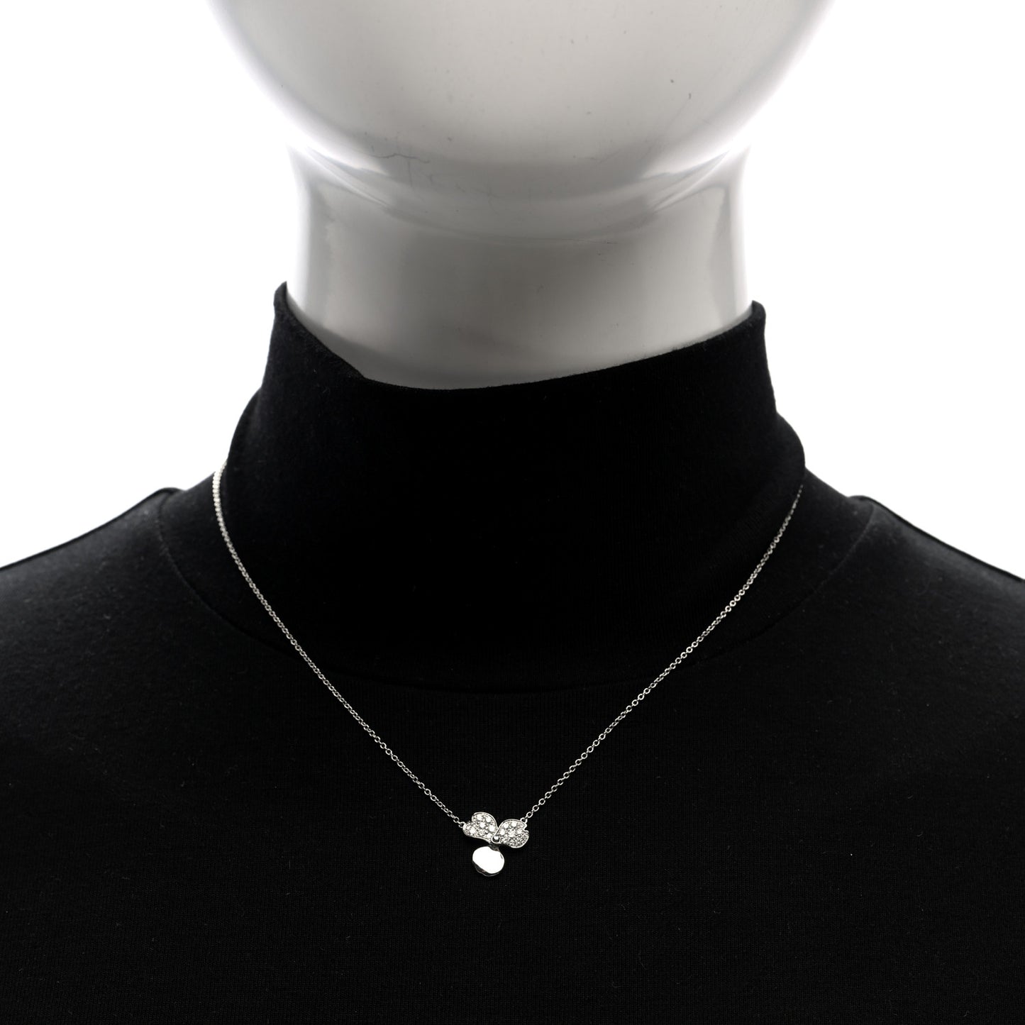 Platinum Diamond .17ctw Small Paper Flowers Pendant Necklace