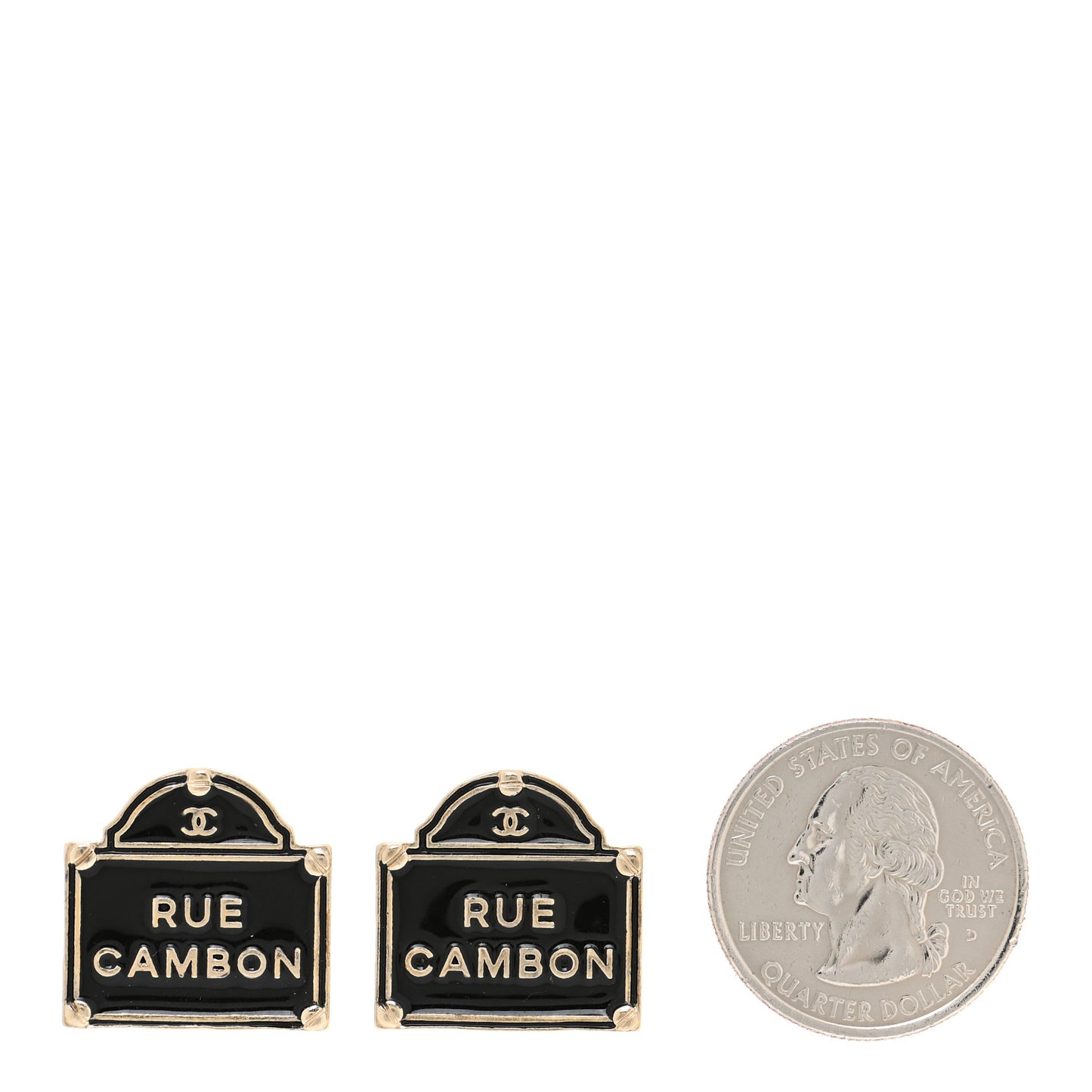 Enamel Rue Cambon Earrings Black