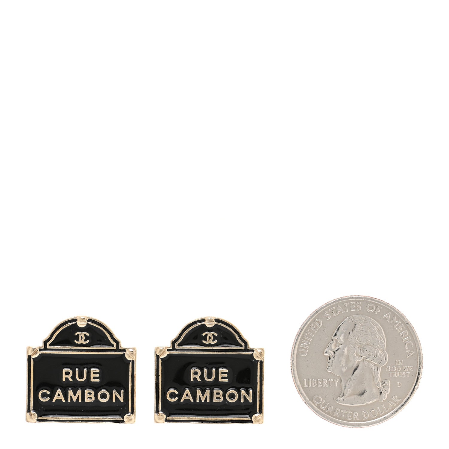 Chanel Enamel Rue Cambon Earrings Black 2 of 5