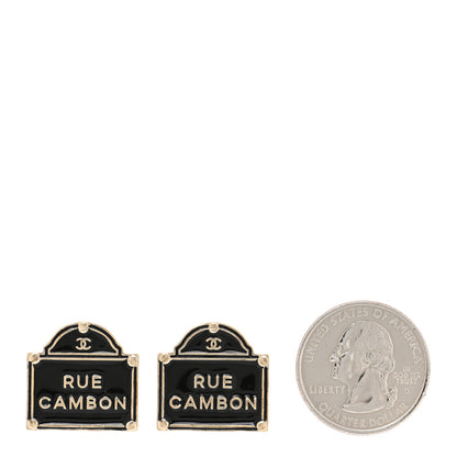 Chanel Enamel Rue Cambon Earrings Black 2 of 5