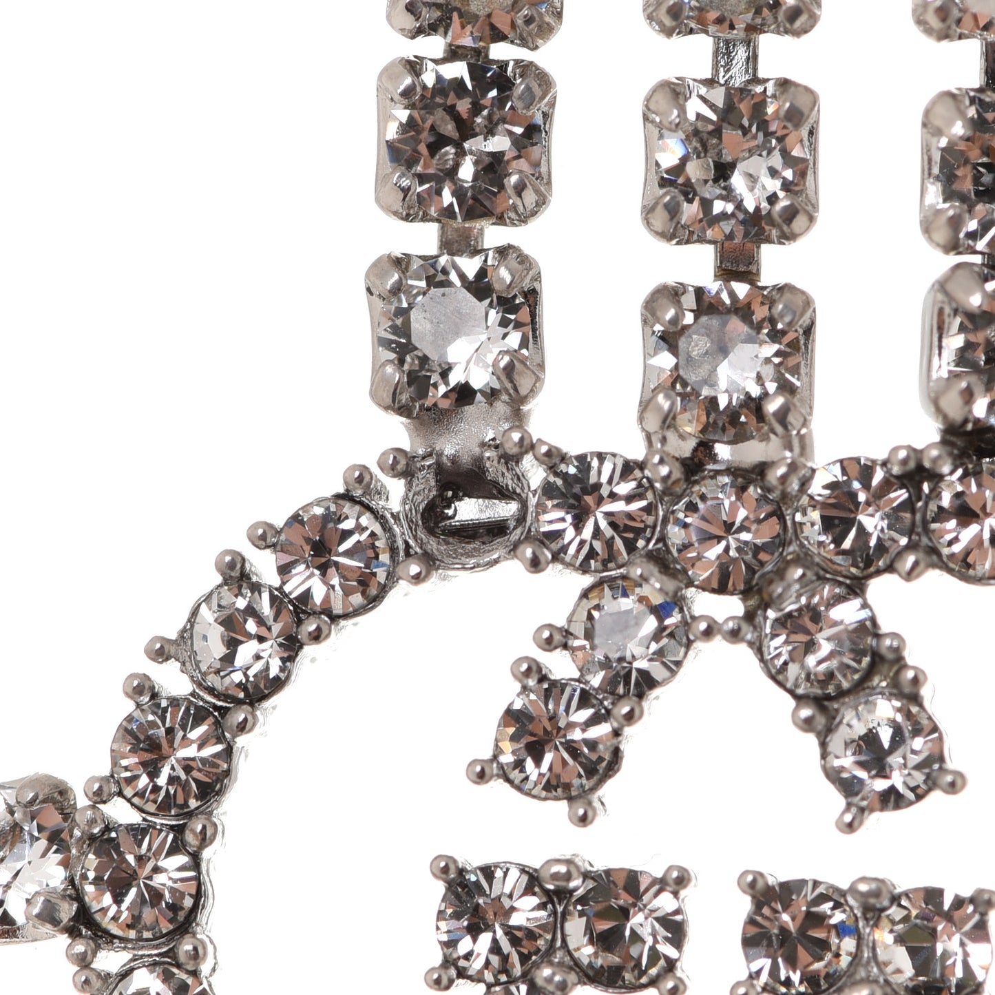 Metal Crystal Drop Earrings Silver