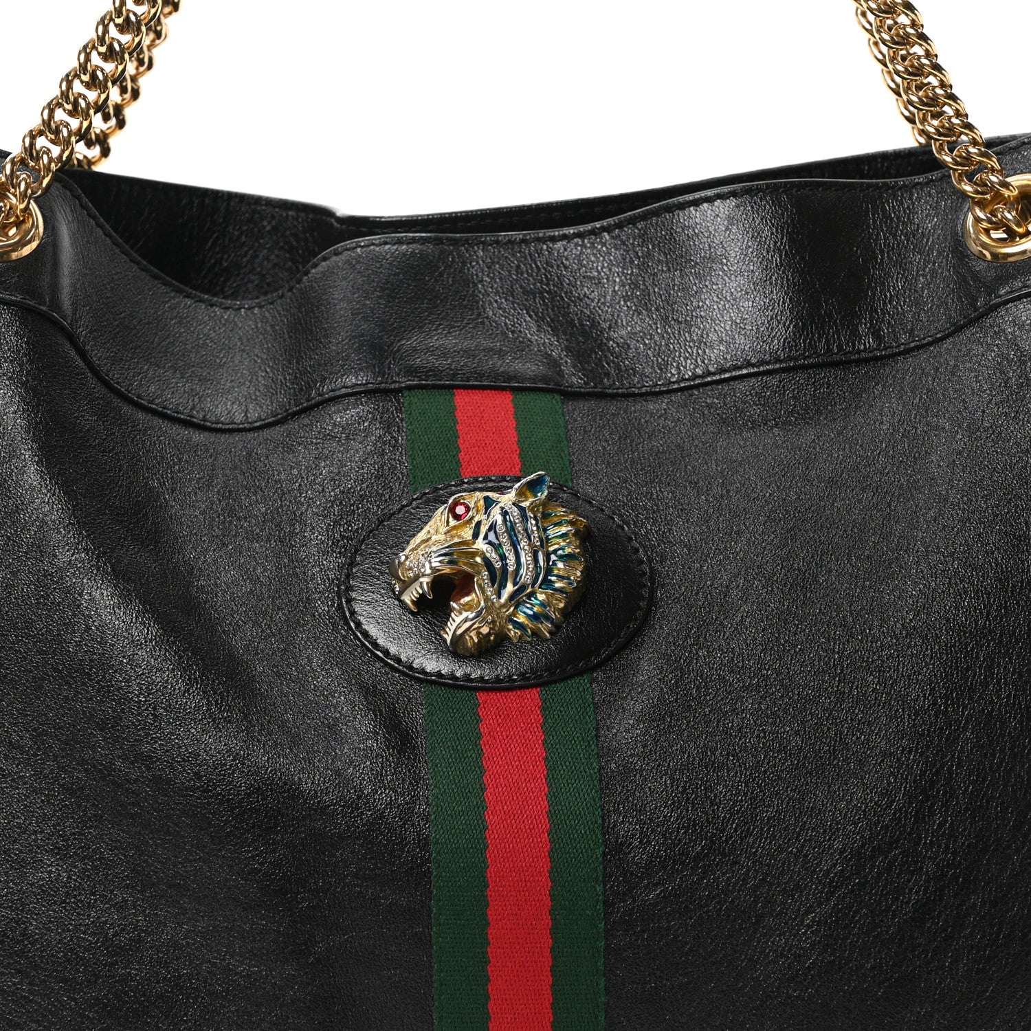 Gucci Calfskin Large Rajah Chain Tote Black 9 of 11
